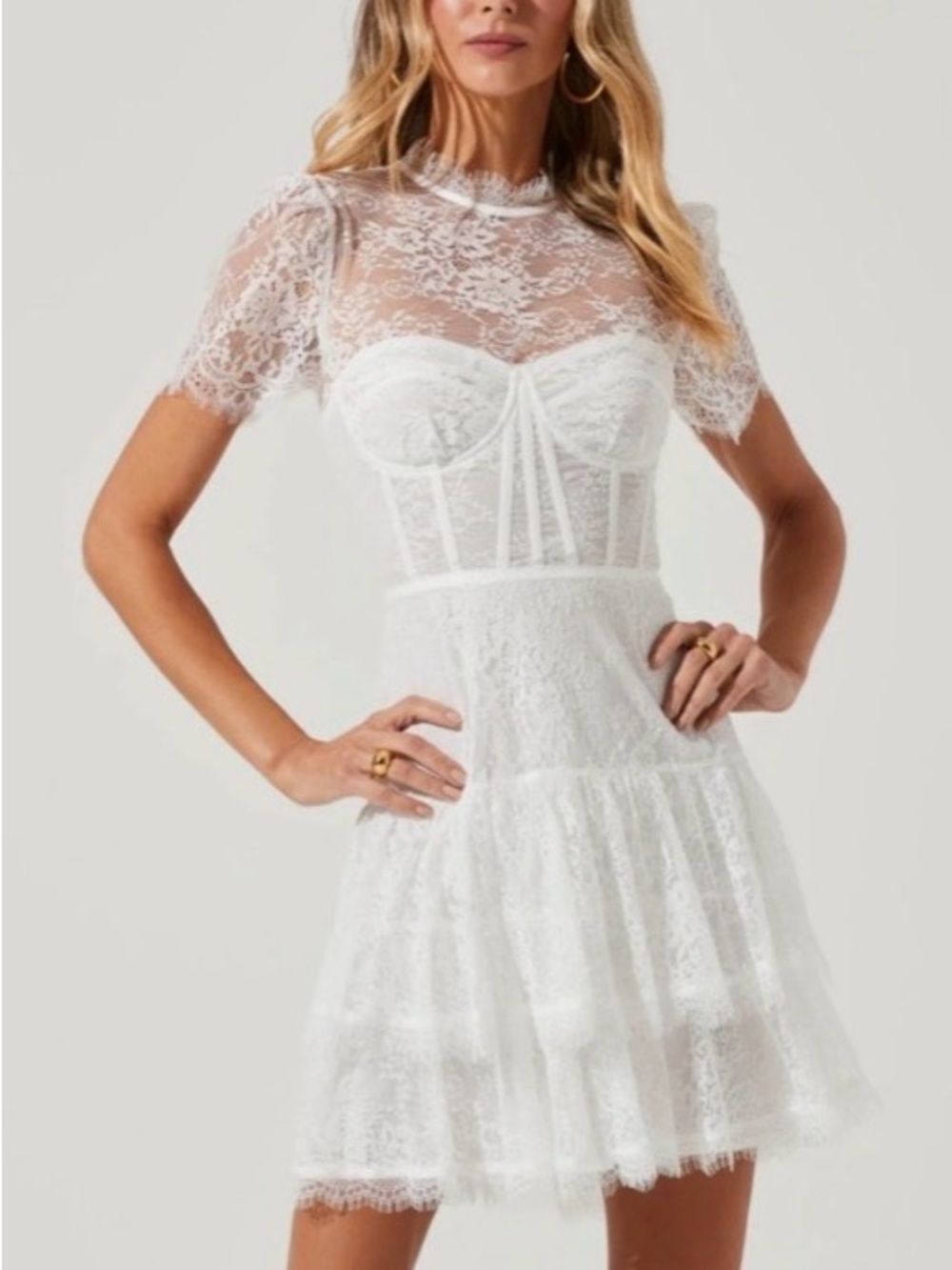 ASTR The Label 🤍 White Lace Corset Mini Dress 🤍 NWT
